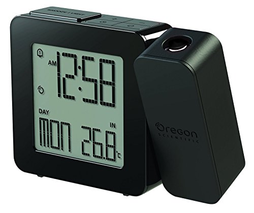 Oregon Scientific RM338P Reloj proyector con despertador y temperatura interior, alarma dual, pantlla LCD retroiluminada, Negro