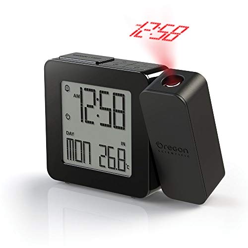 Oregon Scientific RM338P Reloj proyector con despertador y temperatura interior, alarma dual, pantlla LCD retroiluminada, Negro