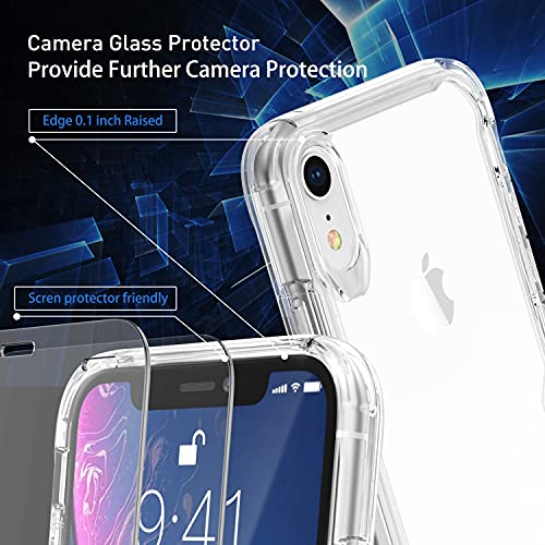 ORETECH Funda Transparente para iPhone XR, con [2X Vidrio Cristal Templado Protector de Pantalla] TPU Silicona Bumper Carcasa Antichoque Anti-Arañazos Antigolpes Caso Case para iPhone XR 6.1"-Clara