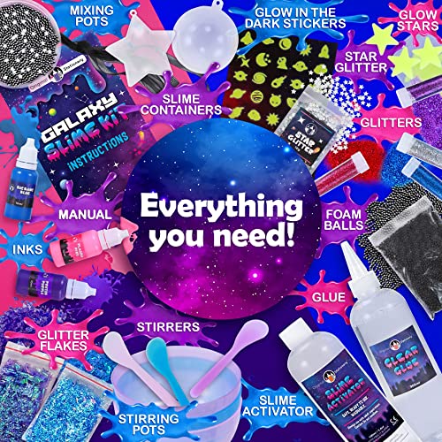 Original Stationery Galaxy Slime para Niños Kit Galaxy Slime Estrellas Que Brillan en la Oscuridad y Polvo de Slime para Hacer Slime Brillante y Galáctico!