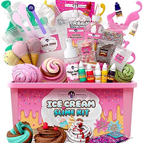 Original Stationery Kit Fluffy Slime para niñas ¡Todo en una Caja para Hacer Slime Fluffy de Helado, Esponjoso, de Mantequilla, Nube y Espuma! Regalos para niñas y niños