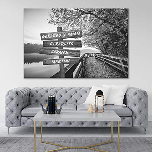 ORIGINALOOPS.COM Cuadro Lienzo Paisaje, Personalizado con tu Texto, Nombres, Fechas, declaraciones, Frases. (Blanco y Negro, 60x40)