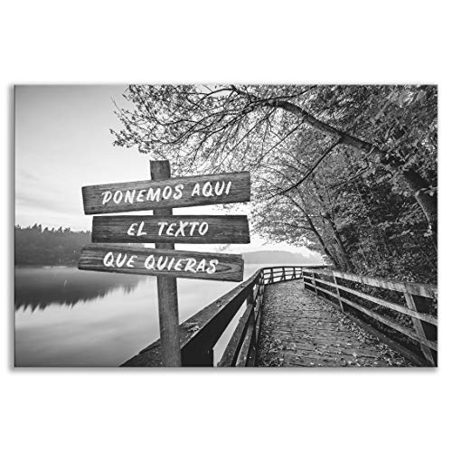 ORIGINALOOPS.COM Cuadro Lienzo Paisaje, Personalizado con tu Texto, Nombres, Fechas, declaraciones, Frases. (Blanco y Negro, 60x40)