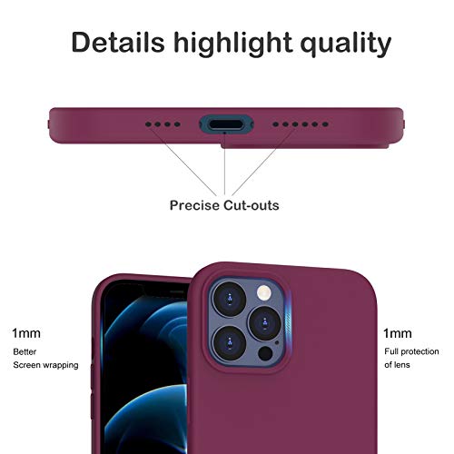 ORNARTO Funda Silicone Case Compatible con iPhone 12 Pro MAX, Protección de Cuerpo Completo,Carcasa de Silicona Líquida Suave Antichoque Case para iPhone 12 Pro MAX (2020) 6,7 Pulgadas Vino Rojo