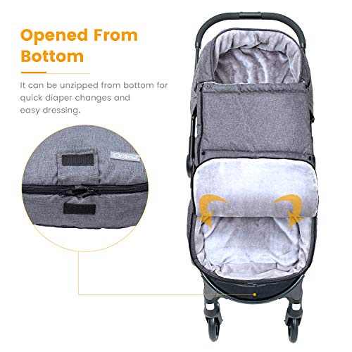 Orzbow Saco Silla Paseo Invierno Universal Para Cochecito Y Silla De Paseo,Saco Carro Bebe - Impermeable Y Cortavientos (12-24 Meses,Dark Gray)