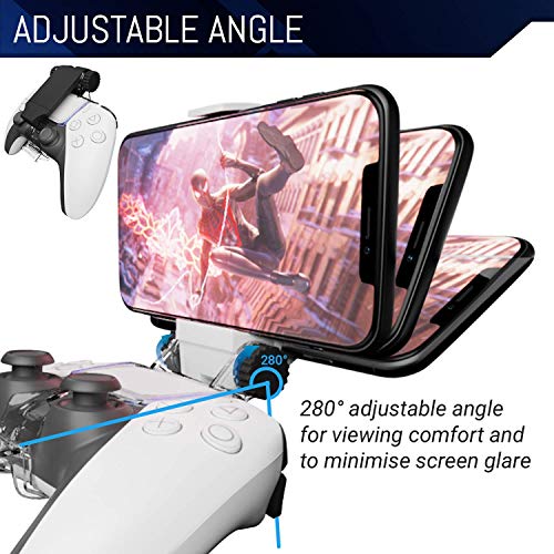 Orzly Accesorio PS5 Clip de Juego Compatible con Mandos Playstation 5 DualSense - Soporte para Teléfono Móvil Ajustable para Usar con PS5 Mandos de Juegos