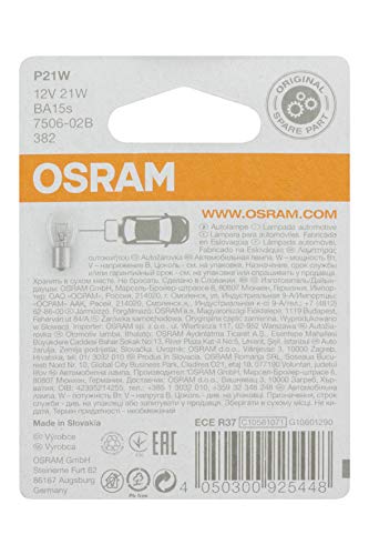 Osram 7506-02B Lámpara BA15s 12V 21W P21W, blanco