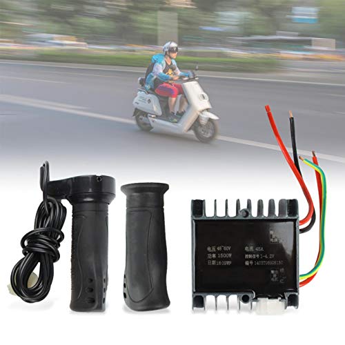 oueaen Controlador de Motor Cepillado, Caja de Controlador de Motor Cepillado para Triciclo de Scooter eléctrico con empuñadura de Acelerador para Triciclo de Scooter eléctrico (48-60 V 1500 W)