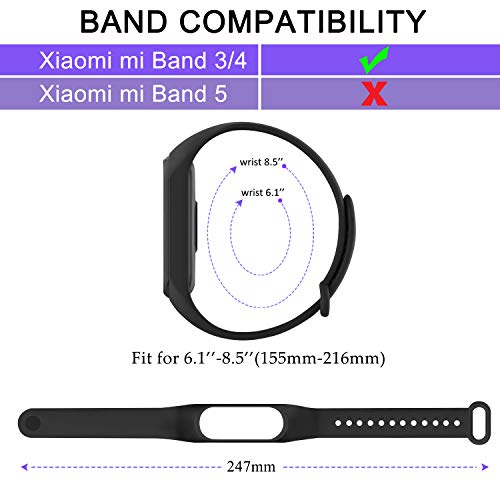 Oumida Correa Compatible con Xiaomi Mi Band 4 Xiaomi Mi Band 3, Pulseras Reloj Recambio Silicona Suave Original para Xiaomi Mi Smart Band 4 (Negro+Gris+Azul)