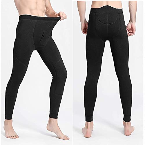 Outskirts Ropa interior térmica para hombre Long Johns Base Layer Calor Algodón Calentador Pantalones de invierno Bottoms Ski Bottom Sports Pants Pantalones (Color : Black, Size : 3XL)