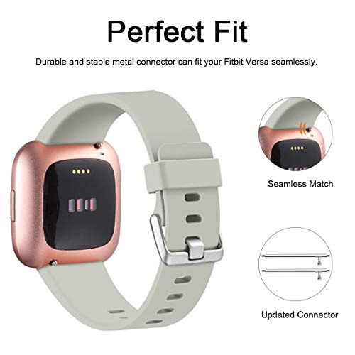 Ouwegaga Banda de Repuesto de Silicona Compatible con Fitbit Versa Correa/Fitbit Versa Lite Correa/Fitbit Versa 2 Correa, Grande Negro/Rojo/Gris/Verde Pino