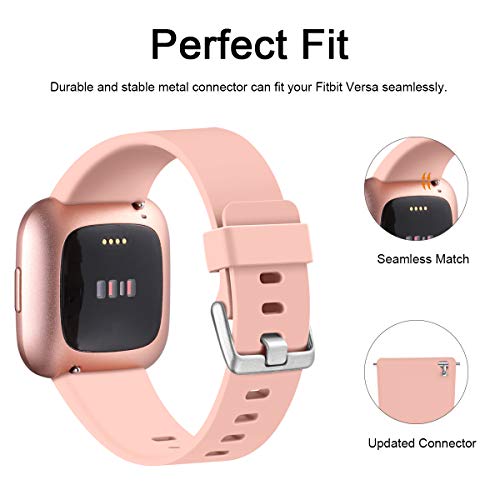 Ouwegaga Banda de Repuesto de Silicona Compatible con Fitbit Versa Correa/Fitbit Versa Lite Correa/Fitbit Versa 2 Correa, Pequeño Rosa/Aqua/Lavanda/Blanco