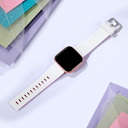 Ouwegaga Compatible con Fitbit Versa Correa/Fitbit Versa Lite Correa/Fitbit Versa 2 Correa, Banda de Repuesto de Silicona para Fitbit Versa, Pequeño Blanco/Negro