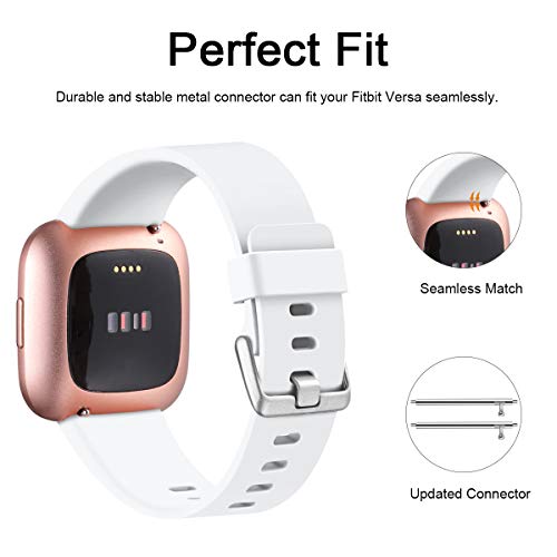 Ouwegaga Compatible con Fitbit Versa Correa/Fitbit Versa Lite Correa/Fitbit Versa 2 Correa, Banda de Repuesto de Silicona para Fitbit Versa, Pequeño Blanco/Negro