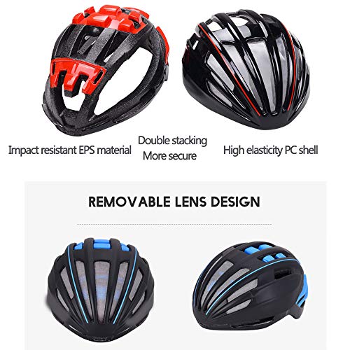 OUYA Casco De Bicicleta Specialized con 2 Lentes, Casco De Bicicleta De Montaña De Doble Capa para Mujeres Y Hombres, Cascos De Bicicleta De Ciclismo para Deportes Múltiples,B