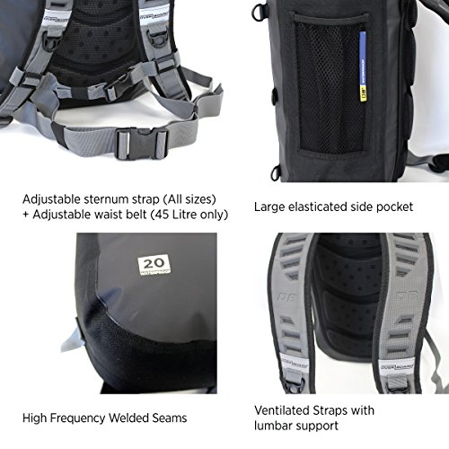 OverBoard Bolsa Estanca | Mochila Impermeable 45 Litros |100% Impermeable con Sistema de Cierre Sellado (Negro)