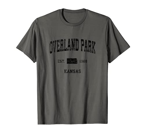 Overland Park Kansas KS Vintage Deportes Diseño Negro Impresión Camiseta
