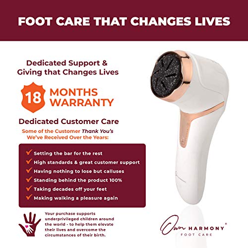 Own Harmony Lima Eléctrica Pies con Absorción de Vacío: Pedicura Profesional Cuidado de los Pies - Máquina Callos Recargable CR2100 - Mejor para Durezas Talones, Secos y Agrietados (3 Cabezales)