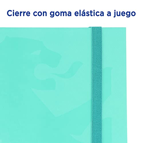 Oxford, Archivador 4 anillas con recambio y goma, Tapa Extradura A4+ con Recambio 100 Hojas Cuadrícula 5x5 y Pizarra Extraíble, Color Ice Mint