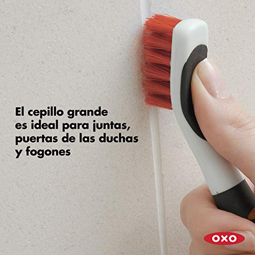 OXO Good Grips Kit de cepillos para limpiar la cocina y el baño, color naranja