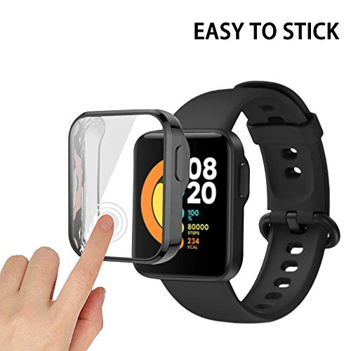 PaceBid Funda Compatible con Xiaomi Mi Watch Lite– Todo alrededor protector Funda de parachoques de silicona suave premium delgada Cubierta de goma transparente para Xiaomi Mi Watch Lite- Negro