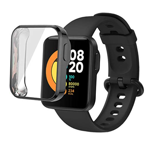 PaceBid Funda Compatible con Xiaomi Mi Watch Lite– Todo alrededor protector Funda de parachoques de silicona suave premium delgada Cubierta de goma transparente para Xiaomi Mi Watch Lite- Negro