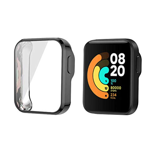 PaceBid Funda Compatible con Xiaomi Mi Watch Lite– Todo alrededor protector Funda de parachoques de silicona suave premium delgada Cubierta de goma transparente para Xiaomi Mi Watch Lite- Negro