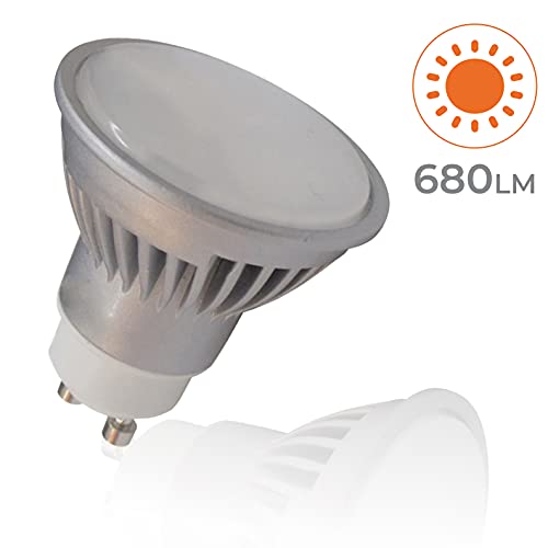 Pack 5x GU10 Led 7w REGULABLE. Color Blanco Calido (3000K). 680 Lumenes. Angulo 120 grados.