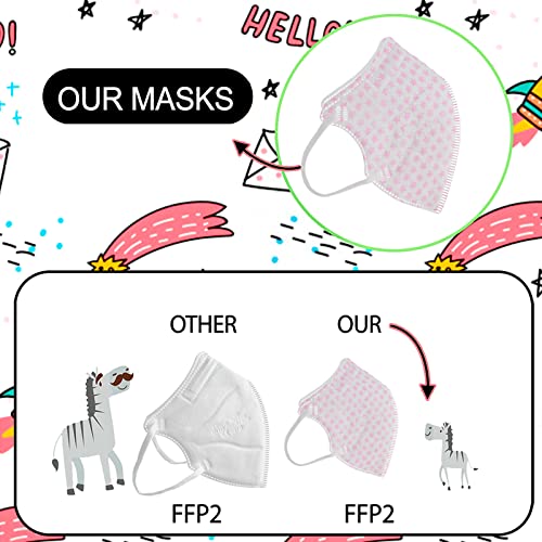 PAIDE P Mascarilla FFP2 Desechable, Talla Pequeña , 5 Capas, Homologadas CE Certificadas, Transpirables .Packs 20 Unidades. Colores y Dibujos. (C17)