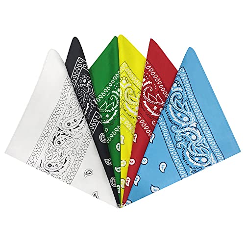 Paisley Bandana Bufanda Bufandas para el cuello Muñequera Pañuelo de anacardo Diseño Pañuelo Novedad Estampado para la cabeza para hombres, mujeres, unisex, adultos y niños, 54 x 54 cm, 6 piezas