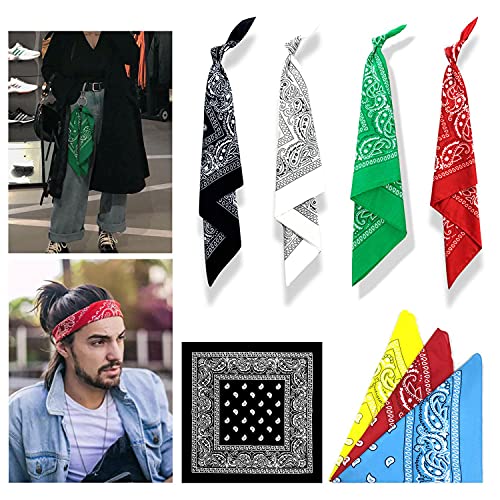 Paisley Bandana Bufanda Bufandas para el cuello Muñequera Pañuelo de anacardo Diseño Pañuelo Novedad Estampado para la cabeza para hombres, mujeres, unisex, adultos y niños, 54 x 54 cm, 6 piezas