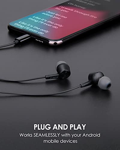 PALOVUE Auriculares Tipo C Auricular In-Ear USB C con Micrófono y Control de Volumen para Google Pixel Samsung Huawei Sony MacBook SoundFlow Negro