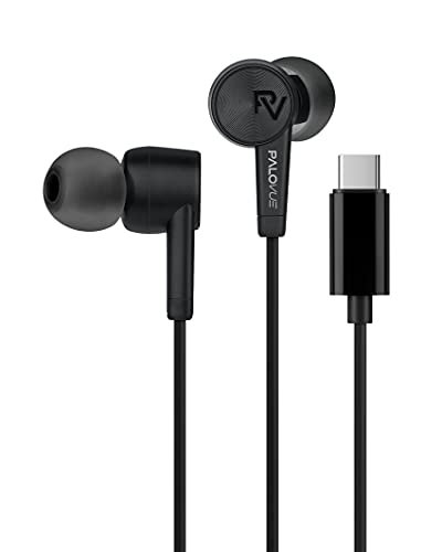 PALOVUE Auriculares Tipo C Auricular In-Ear USB C con Micrófono y Control de Volumen para Google Pixel Samsung Huawei Sony MacBook SoundFlow Negro