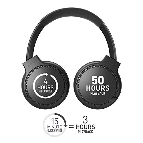 Panasonic RB-M300BE-K - Auriculares Inalámbricos Bluetooth (Control por Voz, XBS Potenciador de Bajos, Cable de 1.2 m, Duración de la Batería de hasta 50 h)- Negro