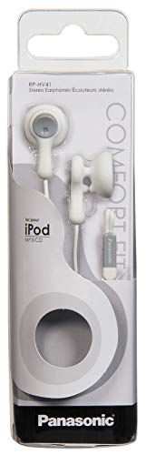 Panasonic RP-HV41E-W - Auriculares Boton con Cable In-Ear (Headphone Sonido Estéreo para Móvil, MP3/MP4, Diseño de Ajuste Cómodo, Imán Neodimio 9mm, Presión de sonido de 105 dB) Blanco