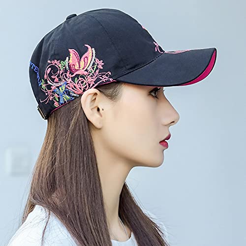 PANDAROJO Gorra de béisbol para Mujer Ajustable Algodón Exterior Running Gorra de béisbol Mujeres de Viaje (Negro)