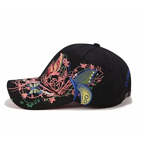 PANDAROJO Gorra de béisbol para Mujer Ajustable Algodón Exterior Running Gorra de béisbol Mujeres de Viaje (Negro)