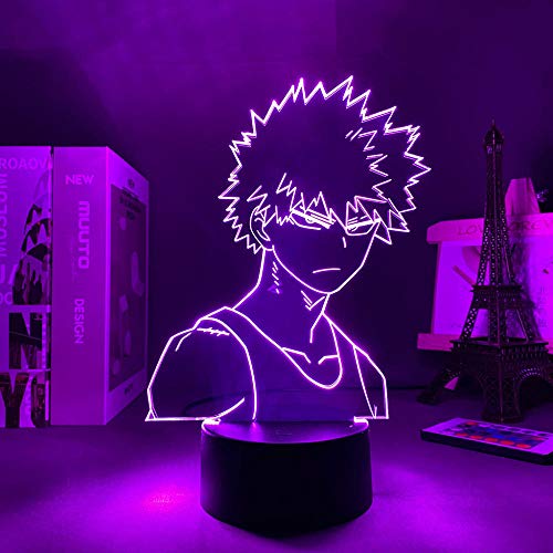 Panel de luces LED con diseño de Mi héroe, ciencia, Bakugo, lámpara 3D, para San Valentín, regalo para niños, luz nocturna de anime, 16 colores, mando a distancia