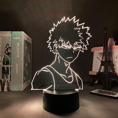 Panel de luces LED con diseño de Mi héroe, ciencia, Bakugo, lámpara 3D, para San Valentín, regalo para niños, luz nocturna de anime, 16 colores, mando a distancia