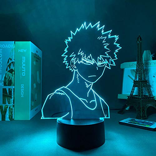 Panel de luces LED con diseño de Mi héroe, ciencia, Bakugo, lámpara 3D, para San Valentín, regalo para niños, luz nocturna de anime, 16 colores, mando a distancia