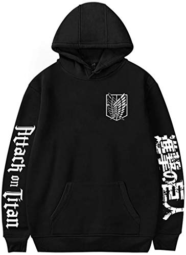 PANOZON Sudadera Attack on Titan para Hombre Chaqueta de Anime con Capucha Scouting Legion Series Manga (S, A-Negro 606-1)