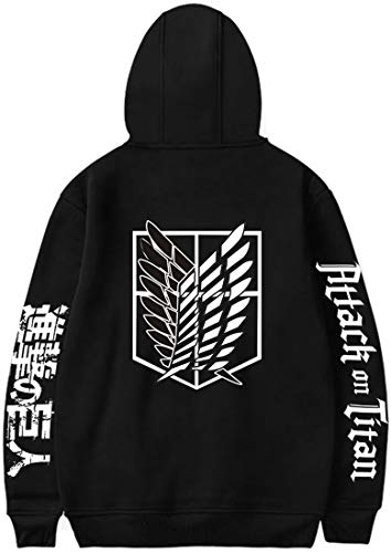 PANOZON Sudadera Attack on Titan para Hombre Chaqueta de Anime con Capucha Scouting Legion Series Manga (S, A-Negro 606-1)