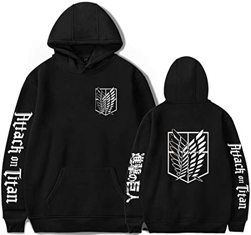 PANOZON Sudadera Attack on Titan para Hombre Chaqueta de Anime con Capucha Scouting Legion Series Manga (S, A-Negro 606-1)