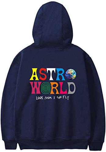 PANOZON Sudadera Mujer Impresión de Travis Scott Astroworld Hoodies con Capucha para Adolescentes Unisex Estilo Casual (L, Z-Azul Marina27)