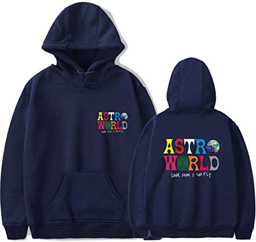 PANOZON Sudadera Mujer Impresión de Travis Scott Astroworld Hoodies con Capucha para Adolescentes Unisex Estilo Casual (L, Z-Azul Marina27)