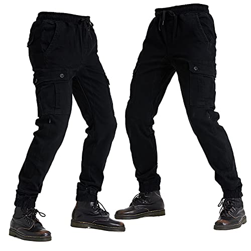 Pantalones De Motocicleta Para Hombre, Pantalones De Ocio Anticaída, Pantalones De Jogging De Carga, Adecuados Para Todas Las Estaciones Con Equipo De Protección * 4 (Negro,S)