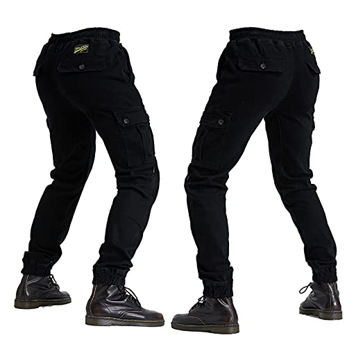 Pantalones De Motocicleta Para Hombre, Pantalones De Ocio Anticaída, Pantalones De Jogging De Carga, Adecuados Para Todas Las Estaciones Con Equipo De Protección * 4 (Negro,S)