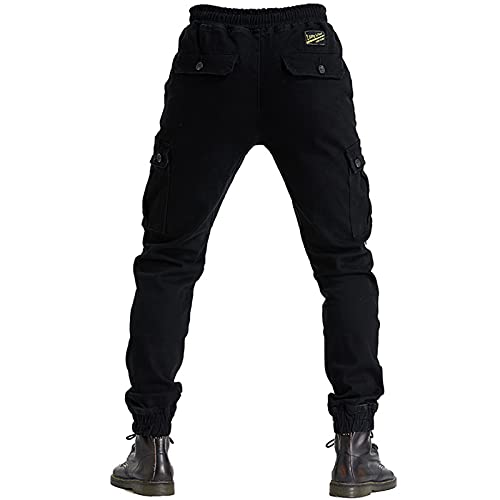 Pantalones De Motocicleta Para Hombre, Pantalones De Ocio Anticaída, Pantalones De Jogging De Carga, Adecuados Para Todas Las Estaciones Con Equipo De Protección * 4 (Negro,S)