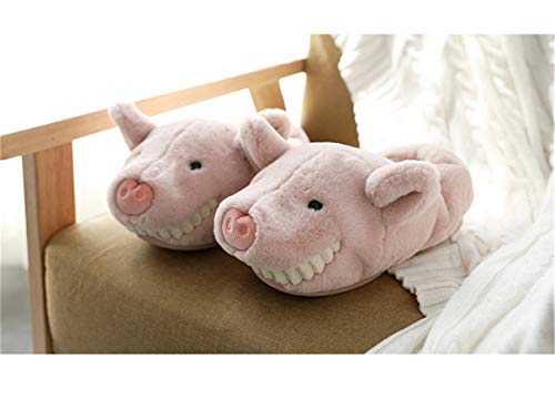 Pantuflas Dinosaurio Cerdo Zapatillas Animales Divertidos Pantuflas Mujer Hombre Invierno casa Pantuflas niños Mayores Felpa cálida Dibujos Animados Adultos Zapatos Algodon (Pink, Numeric_40)