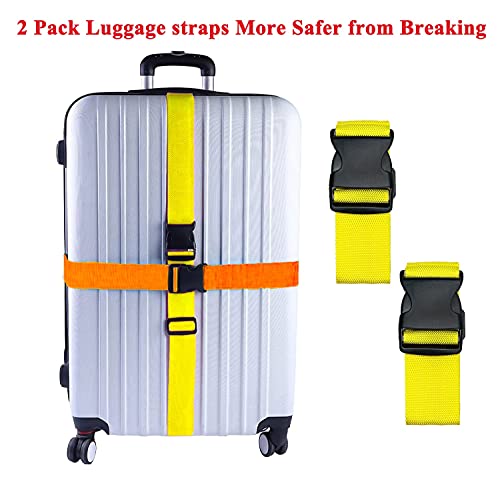 Paquete de 2 cinturones para maleta, correas de equipaje ajustables de colores vivos y con hebilla de liberación rápida (color amarillo)